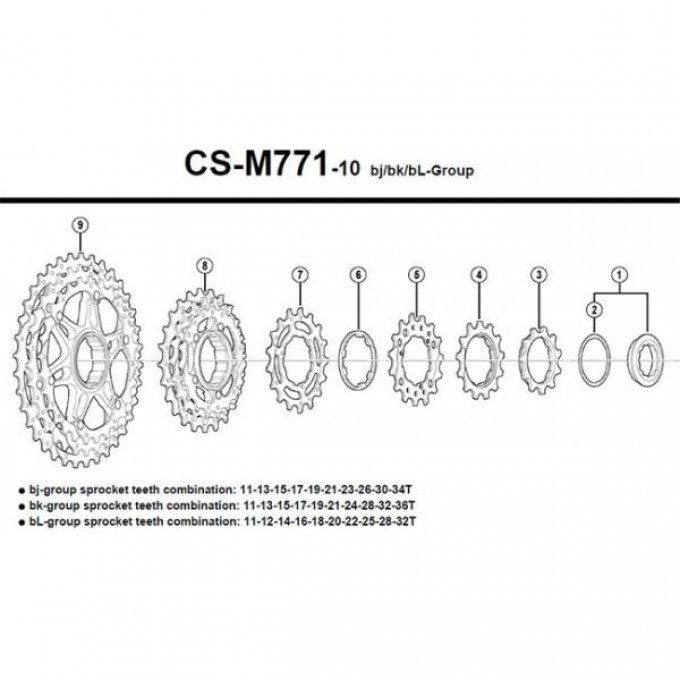 Звезды для кассеты SHIMANO XT, M771-10, (18-20-22T), BL Y1YR98040